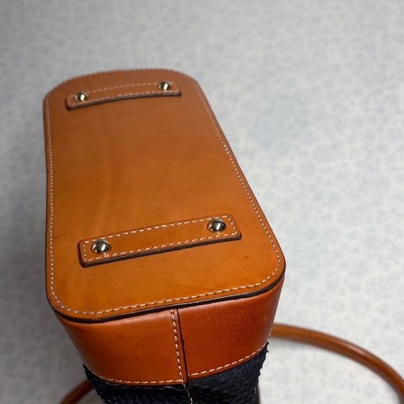 Dooney & Bourke Blue Cara Leather Tote | Python-Texture Shoulder Bag - Picture 11 of 16